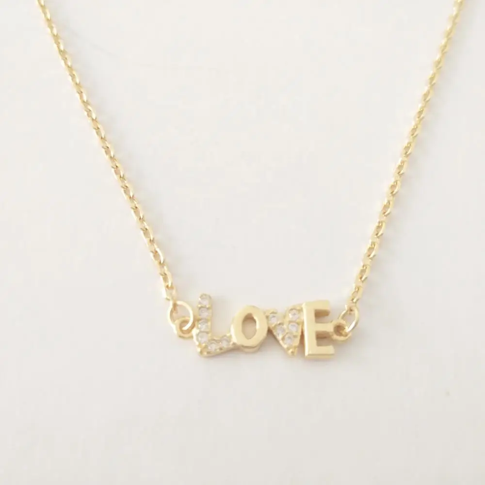 

LOZRUNVE Factory Wholesale s925 Gold Pave Heart Love Necklace Choker Sterling Silver