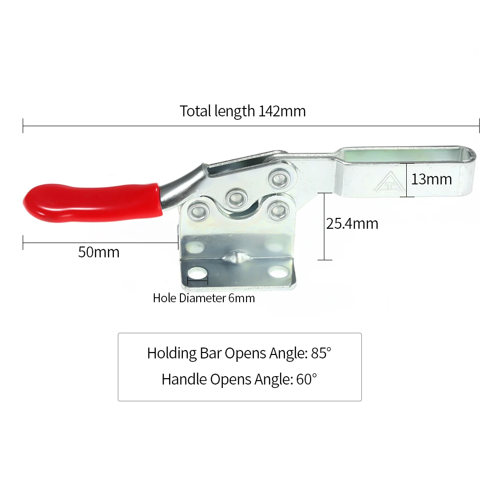 1pc 90kg Anti-Slip U Shape Toggle Clamp Holding Capacity Push Pull Toggle Clamp Vertical/Horizontal Type for Hand Tool