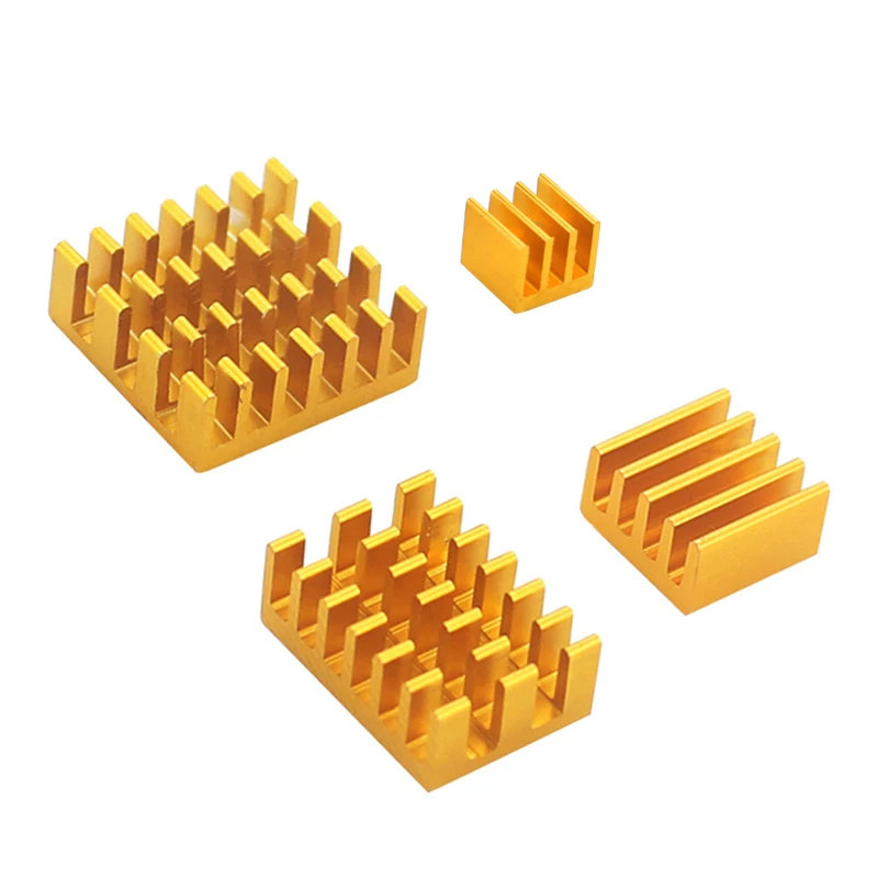 gold 4 шт. Raspberry Pi 4 Модель B Алюминий теплоотвод серебристый, Черный Цвета: золотистый, синий многоцветный радиатора охлаждения комплект для RPi 4B - Цвет: gold