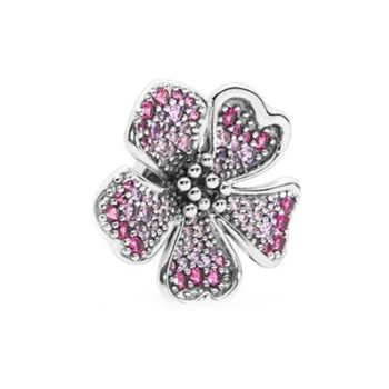 

Fits Pandora Charms Bracelet 925 Sterling Silver Big Peach Blossom Flower Charm Beads DIY Jewelry Making Women Wholesale