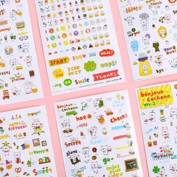 

6 Sheets/pack Korean Cute Post Sticker Flake Kawaii Pink Pig Stationery Material Travel Journal Kawai Stationary Scrapbook Album