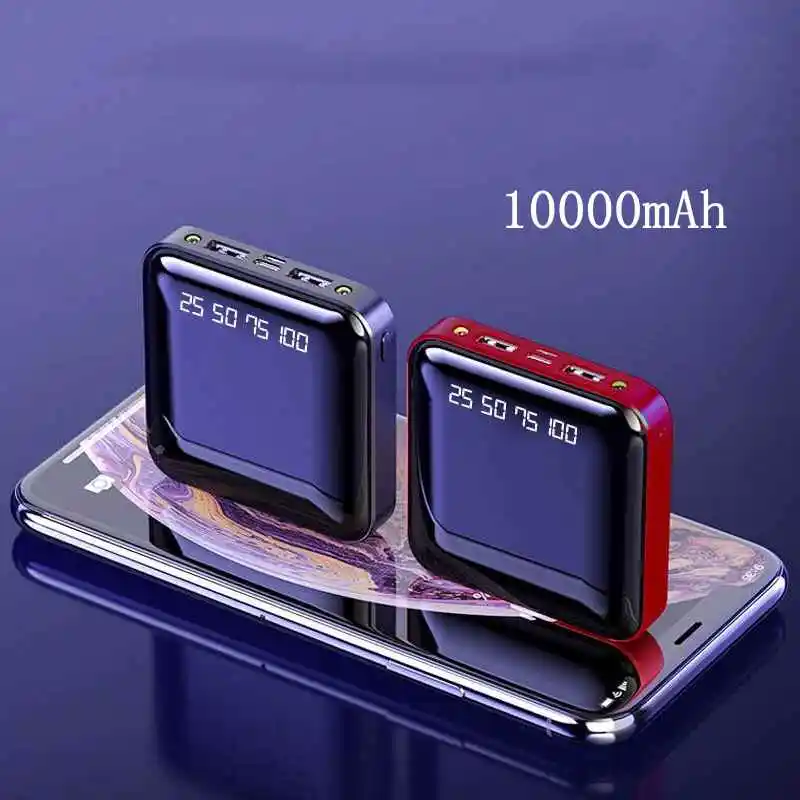 

10000mAh Portable Mini Power Bank Mirror Screen Digital Disply Poverbank External Battery Pack Powerbank For Smart Mobile Phone