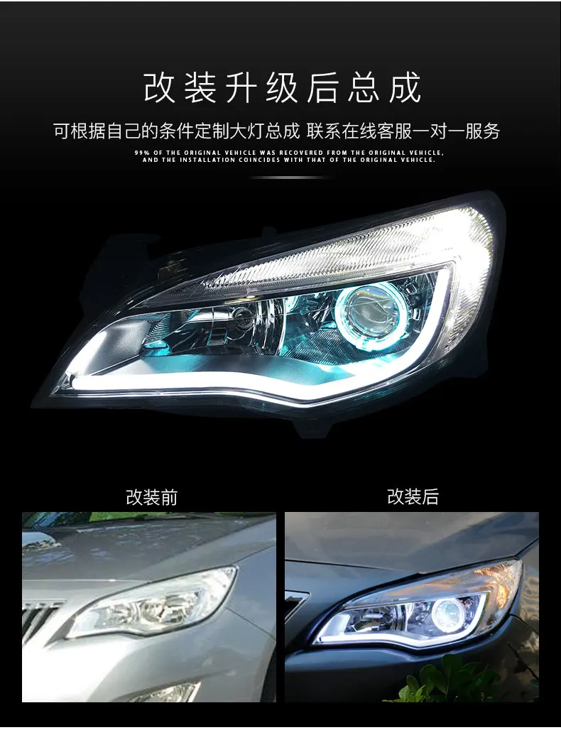 Автомобильный Стайлинг светодиодный светильник на голову для Buick Excelle светодиодный светильник на голову s для Excelle Головной фонарь Angel eye светодиодный передний светильник Биксеноновая линза ксенон H