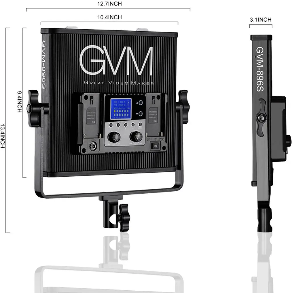 US $899.98 GVM 896S BiColor LED Video Shooting Studio Photographic Lighting 3Lights Panel Kit 896 Lamp Beads Dimmable Wireless Remote 50W