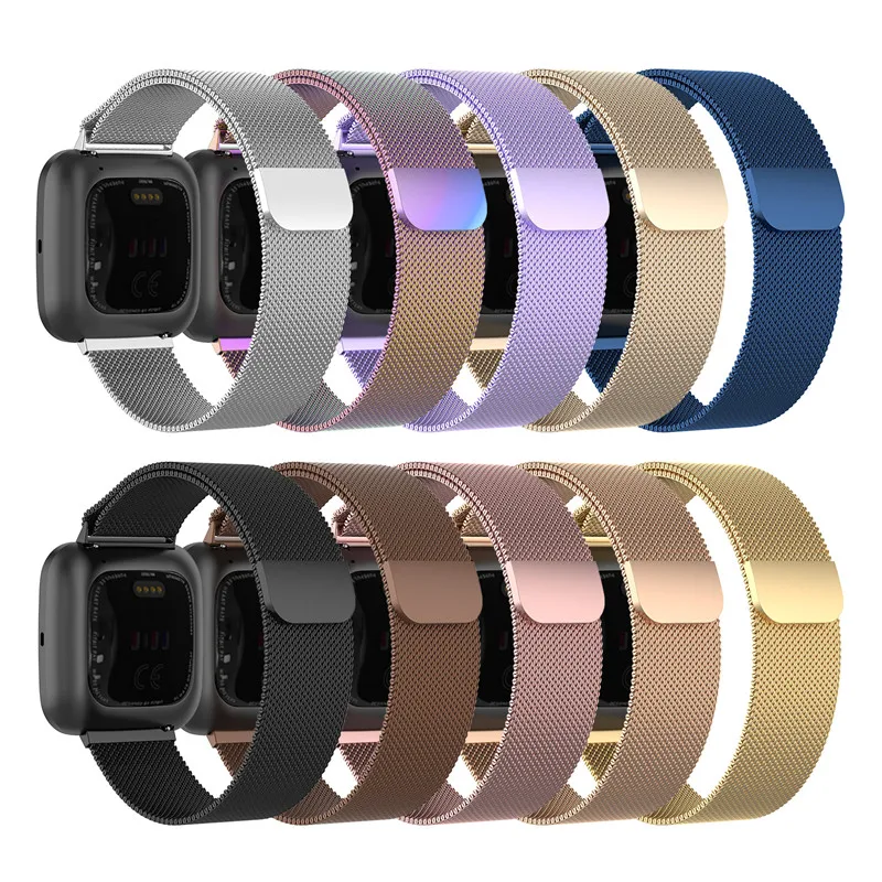 Замена магнитного Миланского Петля из нержавеющей стали браслет ремешок часы ремешок для Fitbit Versa/Versa Lite/Versa 2 наручных полос