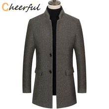 

2021 New Men Wool Coats Autumn Winter Solid Color Windproof Men Woolen Blends Overcoat Turn-Down Collar Casual Trench Coat Male