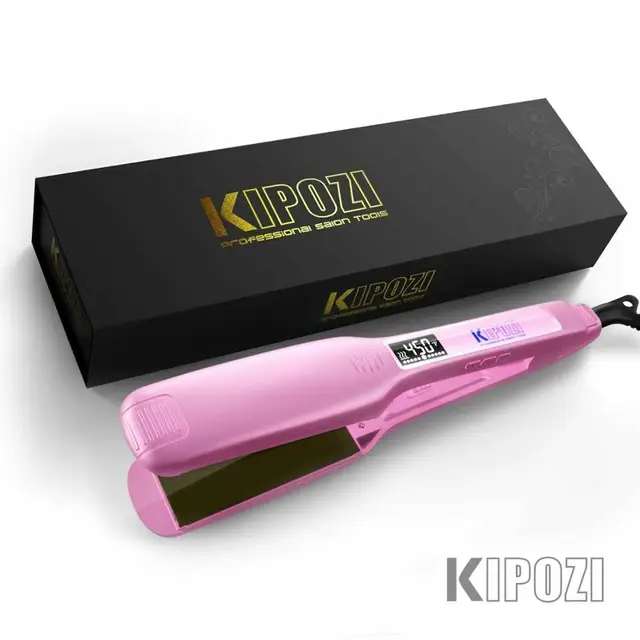 Kipozi-チタンストレートヘアアイロン,デジタルlcdディスプレイ,ダブル 