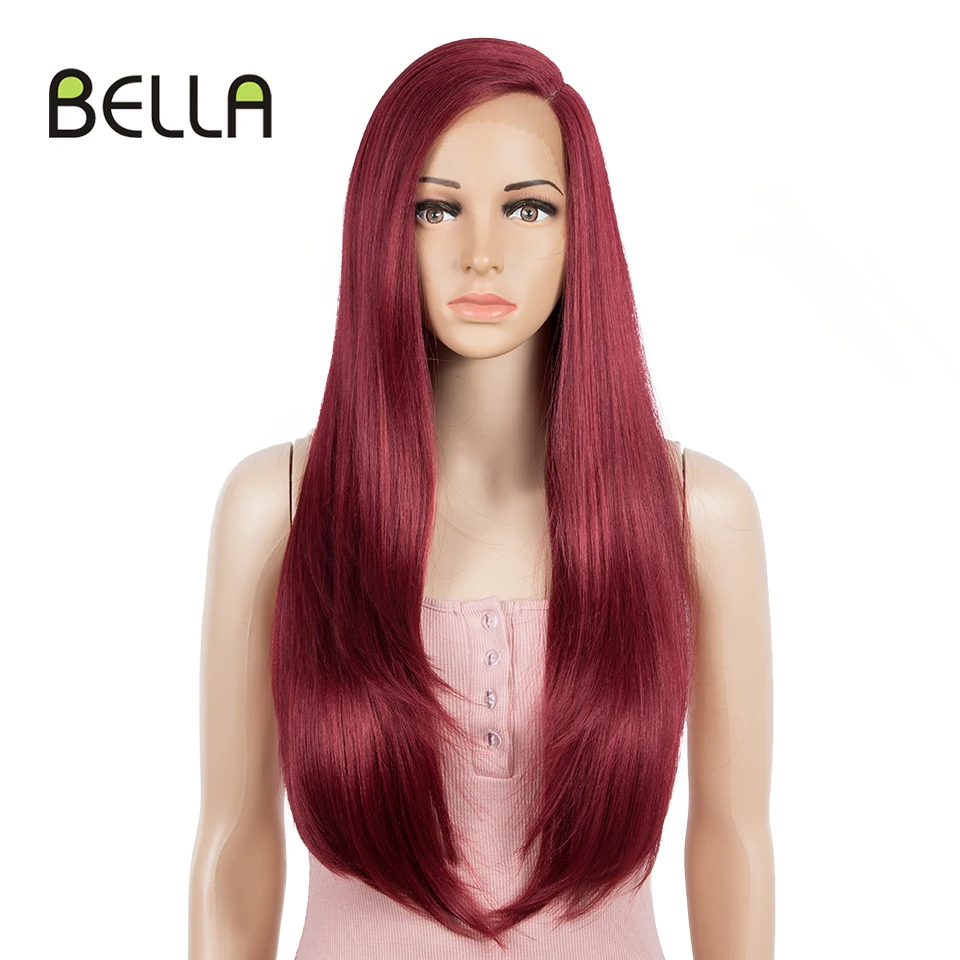 Женский парик BELLA Red бордовый красный 30 дюймов длинные прямые волосы U-образные