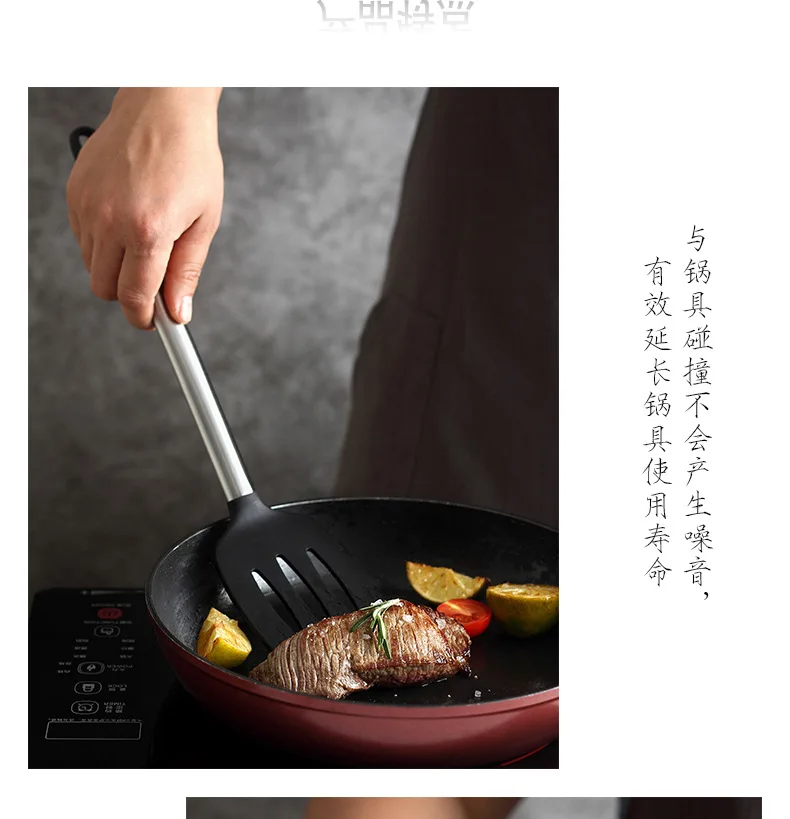 New Products Hot Sales FDA Silica Gel Kitchen Ware 8 Pieces Silicone Scraper Food Clip Cooking Shovel Household Kitchenware Kit