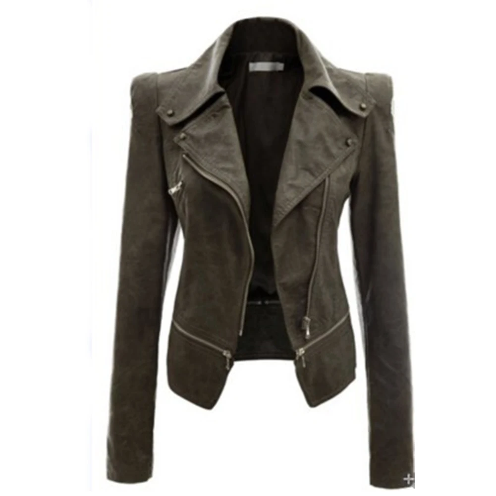 Женская осенне-зимняя куртка новый дизайн кожаная пальто с длинным рукавом