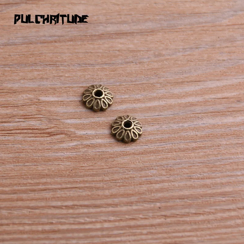 Pulchrode 100 шт 3*8*8 мм два цвета бусины шапки Шарм полые круглые Цветочные Подвески Ювелирные аксессуары DIY сосуд подвески