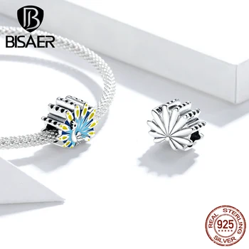 

BISAER Charms 925 Sterling Silver Blue Peacock Animal Beads Fit Bracelet for Silver 925 Jewelry Making Gift GXC1644