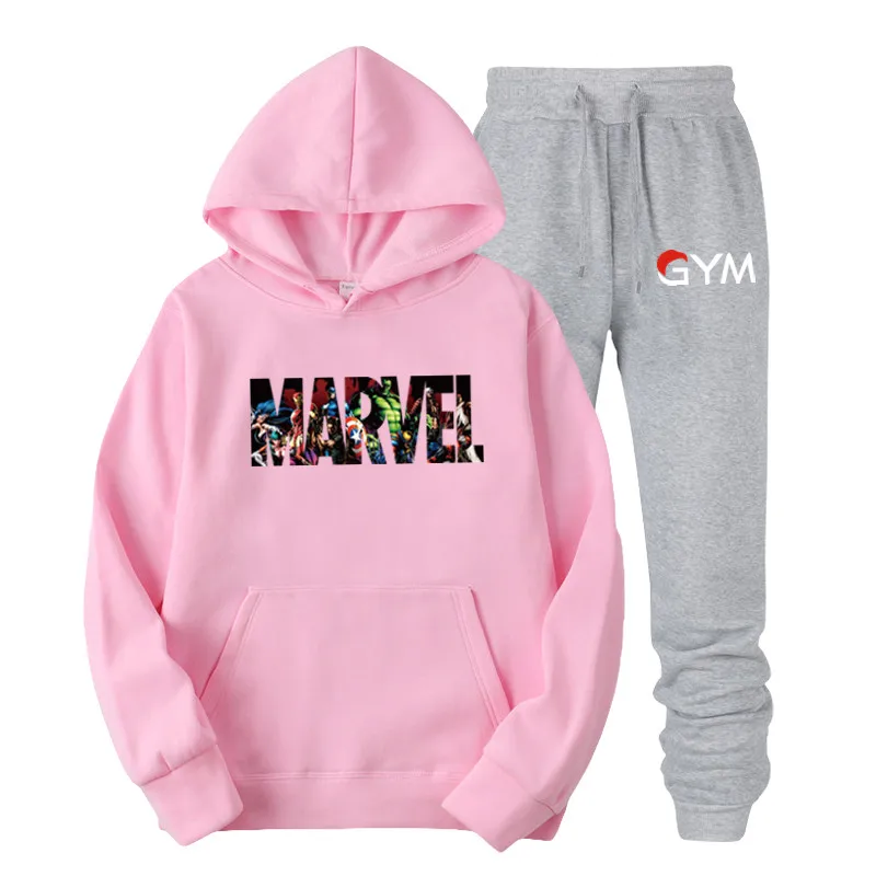Новинка, модная толстовка с капюшоном MARVEL, Мужская/Женская толстовка с капюшоном, толстовки+ спортивные штаны, костюмы на осень и зиму, флисовый пуловер с капюшоном