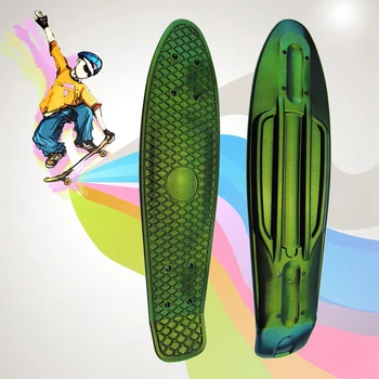 

22 Inch Children Teenagers Fish Board Cruiser Skate Board PP Non-Slip Scooters Retro Printed SkateBoard