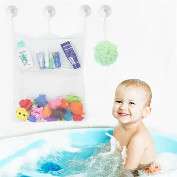 

TOYMYTOY 2 Pcs Bath Toy Organizer with 6 Pcs Strong Suction Hooks Premium Bathtub Mesh Net Perfect Storage Bag for Babies