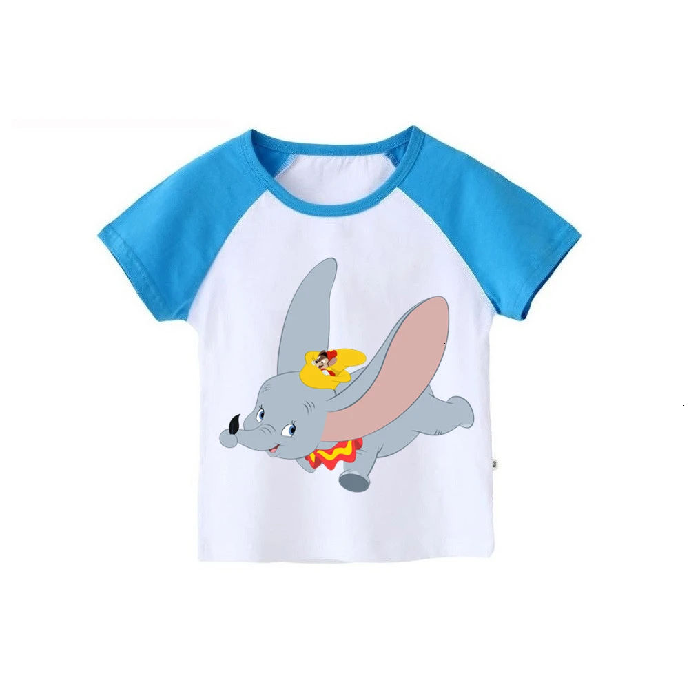 as picture Футболка с короткими рукавами и принтом Dumbo для мальчиков и девочек детские топы с круглым вырезом, Детская футболка с героями мультфильмов одежда для малышей - Цвет: as picture