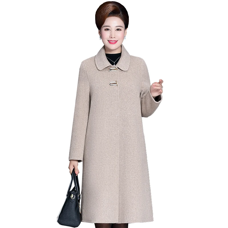 Женское двухстороннее шерстяное кашемировое пальто средней длины зимняя куртка