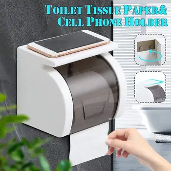 

Toilet Paper Holder Waterproof Wall Mounted for Toilet Paper Tray Roll Paper Tube Storage Box Tray Tissue Box Shelf Bathroom