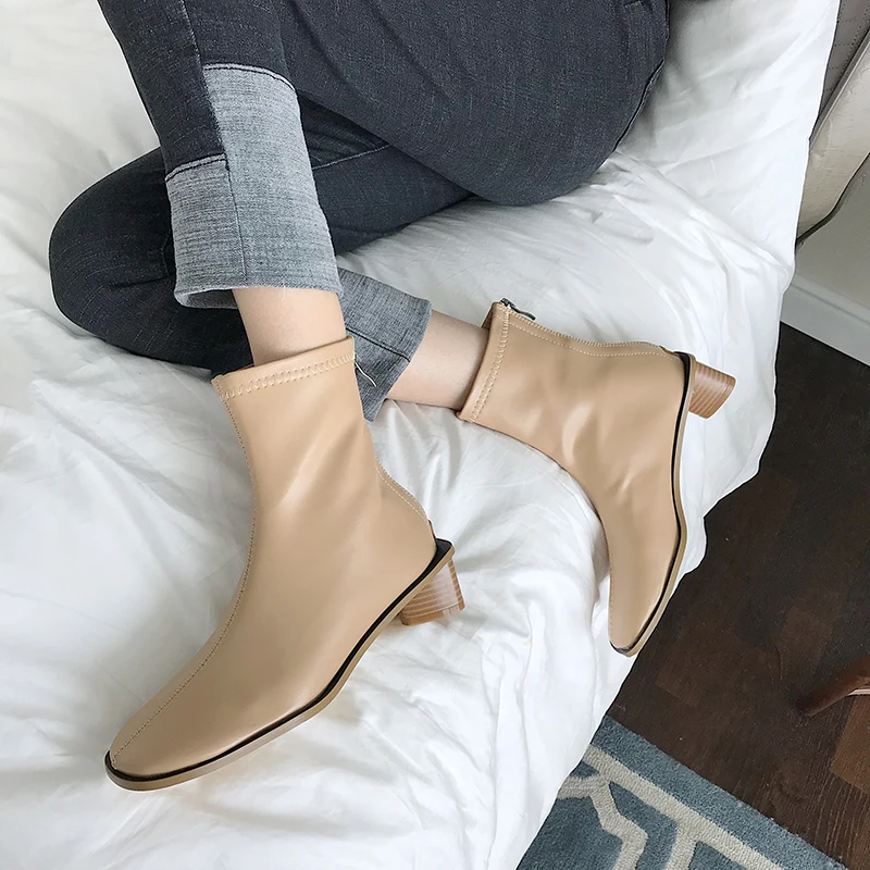 

2019 Black Boots For Autumn Winter Ankle Boots for Women Office Cool Boots Female Martin High Heels Short Boots Chelsea Boots