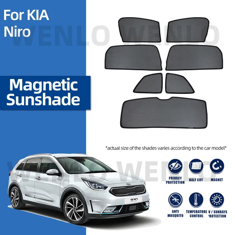 For Kia NIRO Window Curtains Magnetic Sunshield Mesh Car Screen Sun Shades Visor Front Windshield Cover Windscreen Sunshade Nets