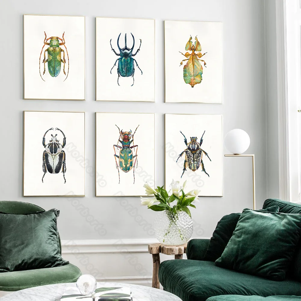 Many Beetles Insects Specimens Modern Realistic Style Canvas Painting Wall Poster Hd Print Home Rooms Bedroom Wall Decoration