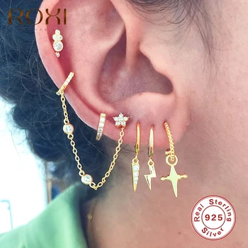 

ROXI Lovely Flower Stud Earrings for Women Shiny Hoop Drop Crystals Round Zircon 925 Sterling Silver Earrings Wedding Jewelry