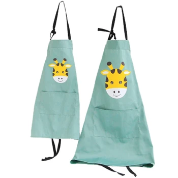 

Cartoon Apron Parent-Child Apron Cuff Kit Kitchen Baking Painting Pinafore Waterproof Children Baby Clothing Bibs