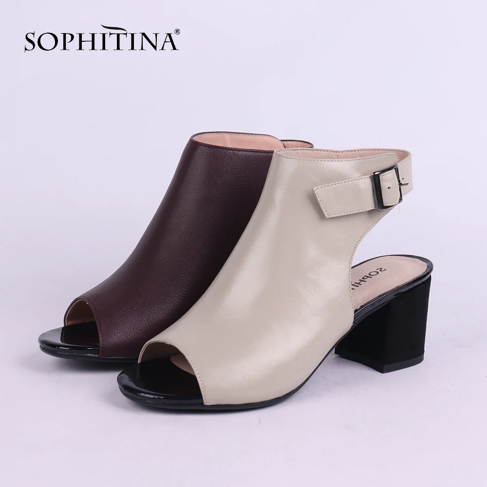 SOPHITINA/однотонные модные сандалии Удобная обувь на квадратном каблуке высокого