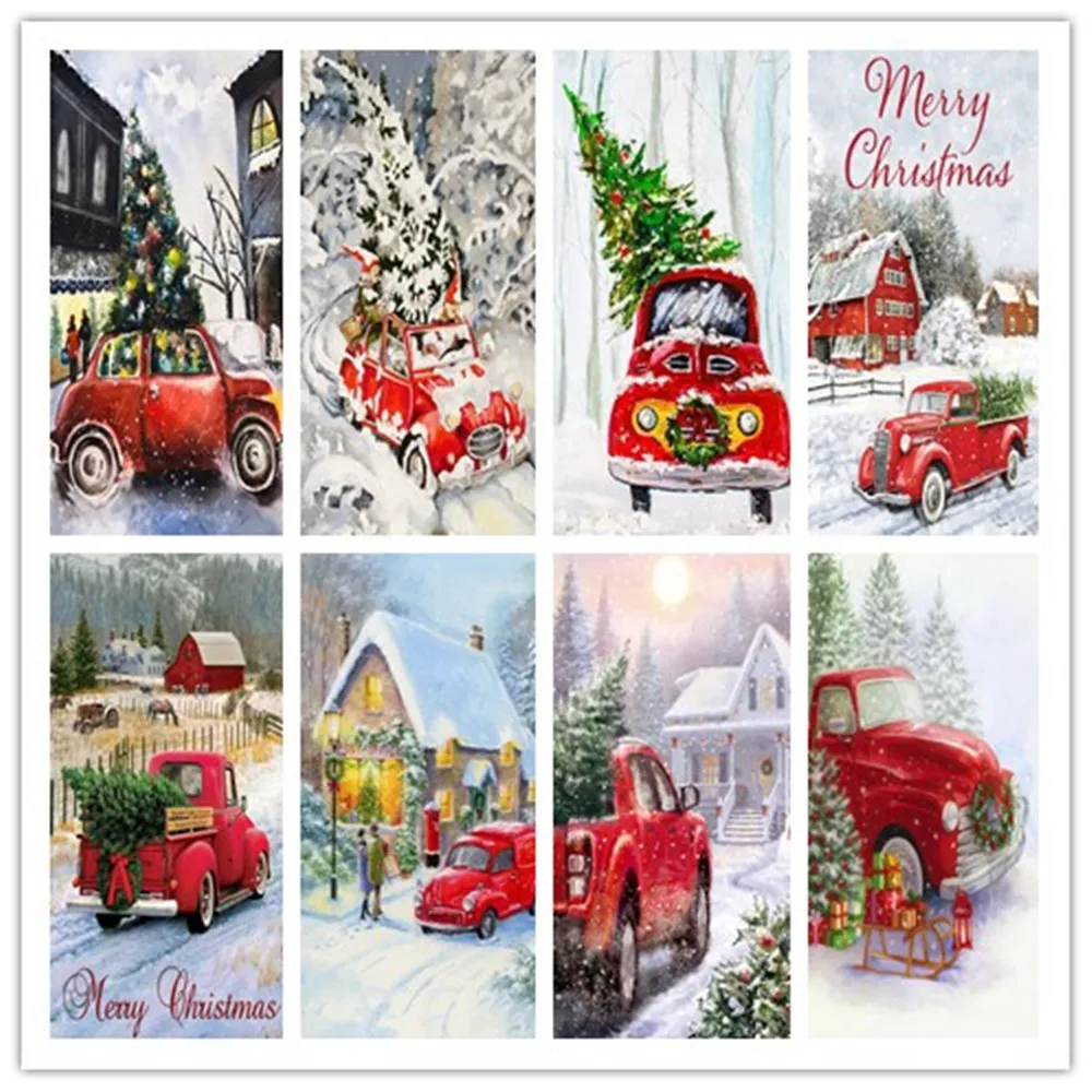

5D Diamond Painting Christmas Snow Car Tree Pattern Diy Diamond Embroidery Mosaic Cross Stitch Full Round Drill Home Decoration
