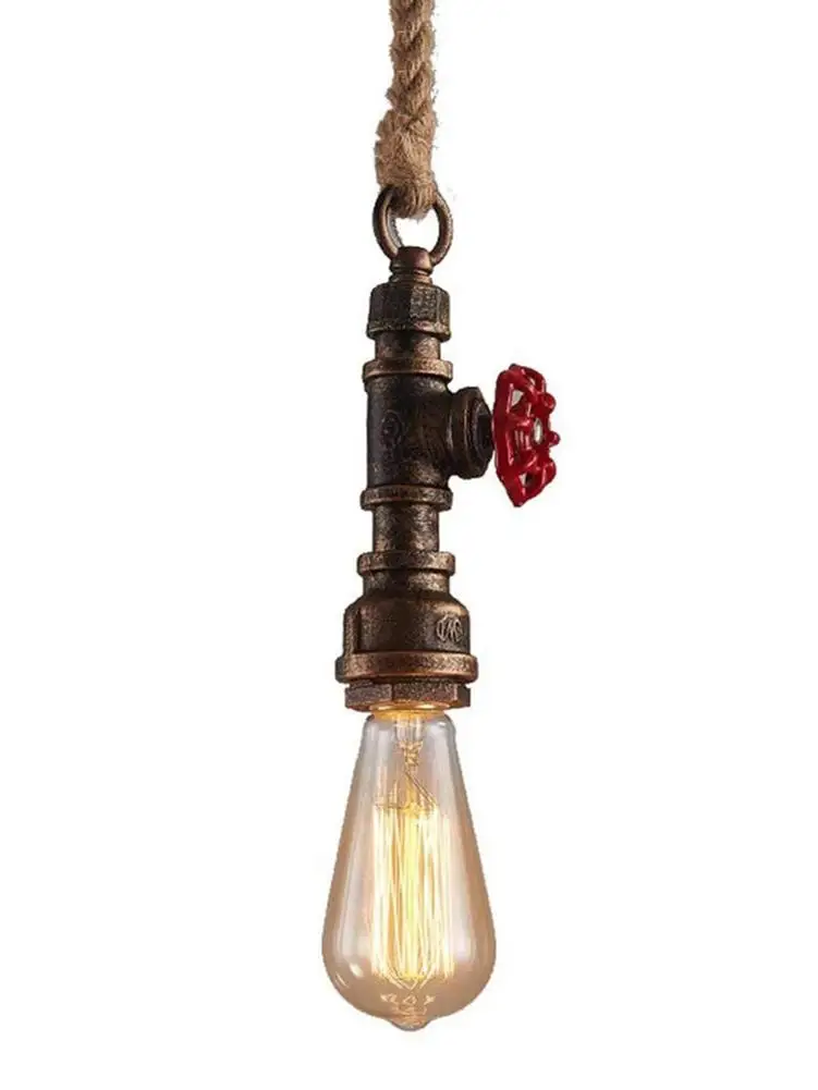 

Vintage Industrial Pendant Light Holder Pipe Rope Wrought Iron Hanging Lamp Holder For Restaurant Bar