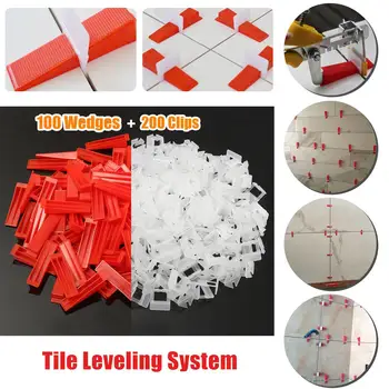 

New Plastic Ceramic Tile Leveling System 200 Clips+100 Wedges Tiling Floor Wall Carrelage Tools Clips Spacers Locator Leveler