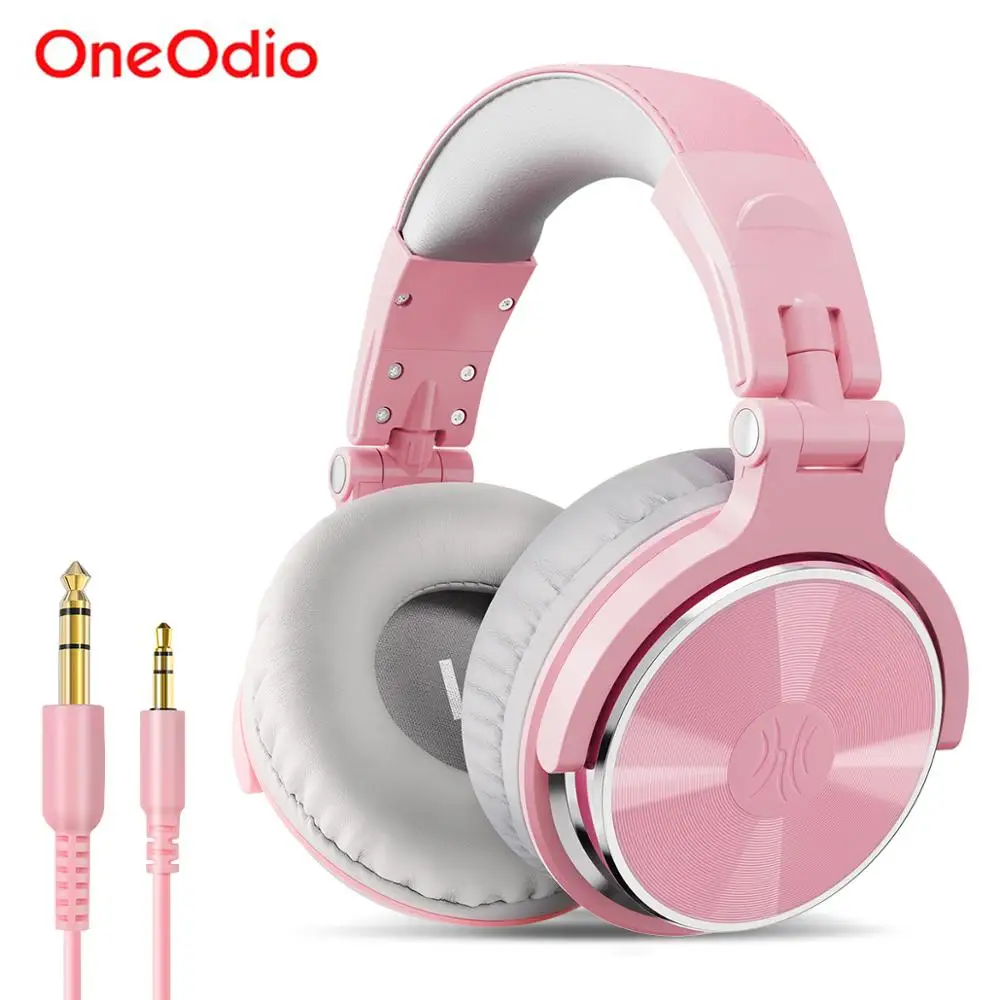 Oneodio Pink Headphones Gaming Headset With Microphone Wired Professional DJ Studio Stereo Headphone For PC Computer Women Girls