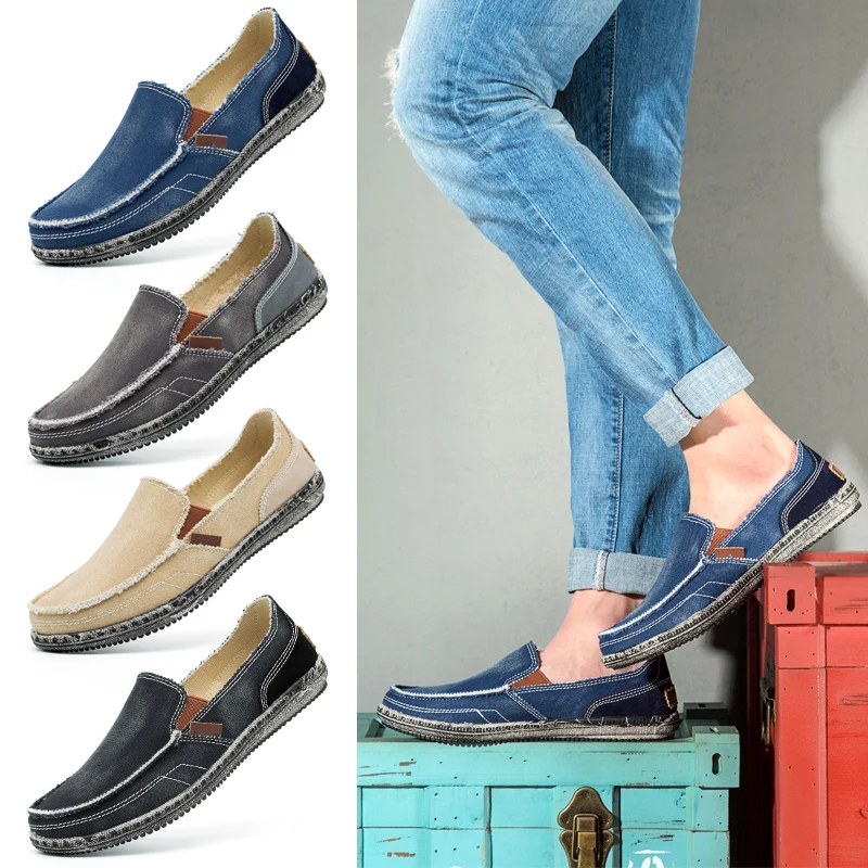 Canvas Shoes Loafers Big-Size Flats Lightweight Breathable Fashion 39-46 All-Season Driving