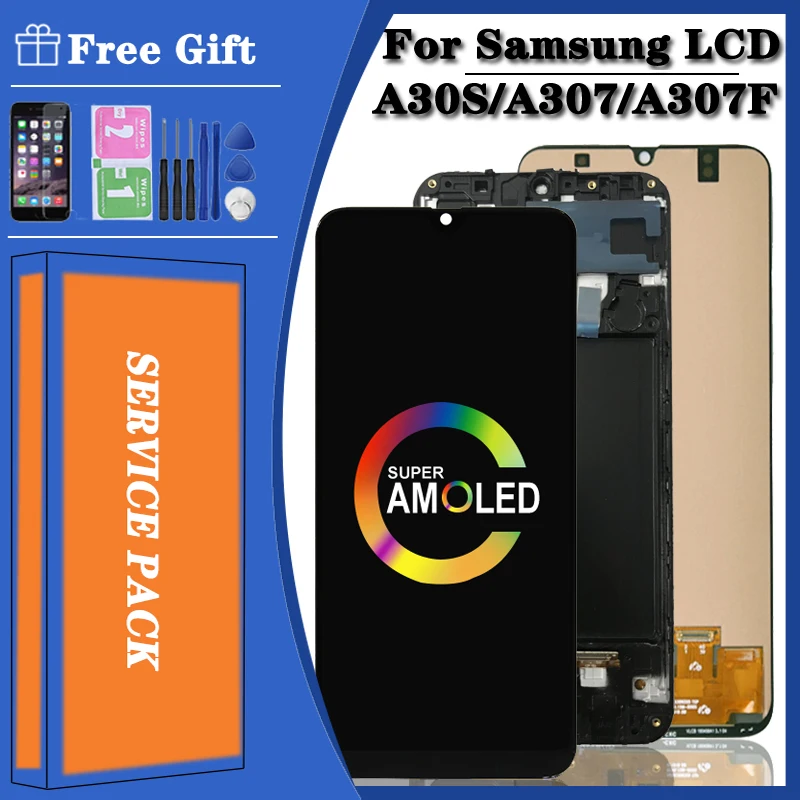 100% Super AMOLED A30S дисплей для Samsung Galaxy A307F A307 A307FN ЖК-дисплей с сенсорным экраном