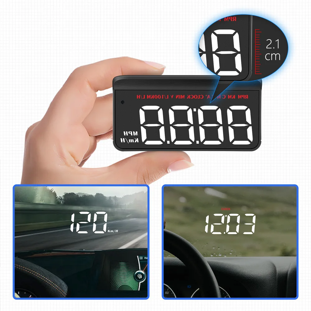 Compteur de vitesse à affichage tête haute A8 HUD pour voiture avec OBDII  EUOBD, compteur de