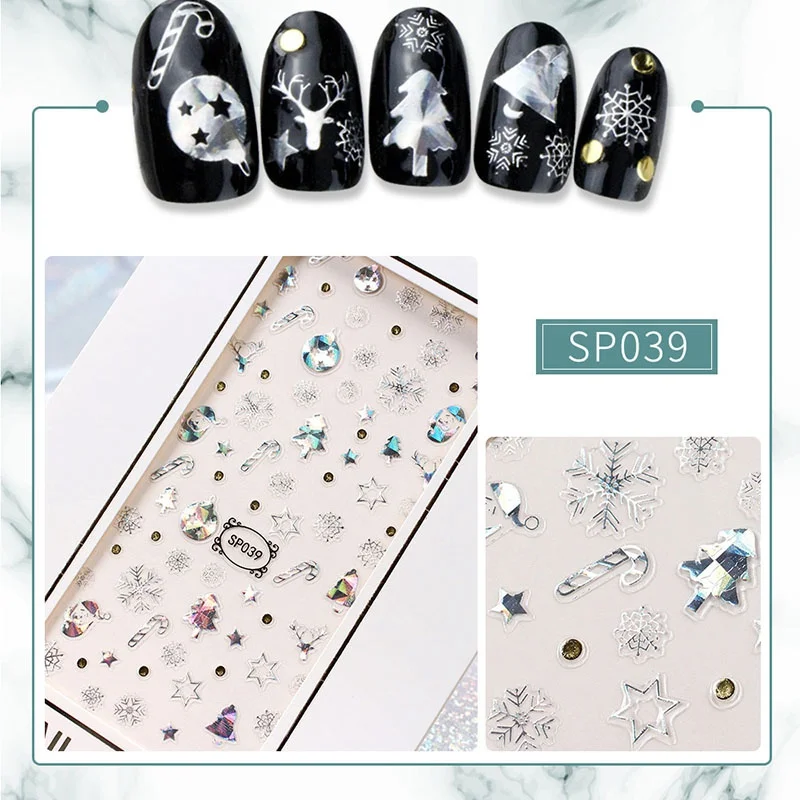 Новейшая стикеры 3D на ногти Nail Art Переводные картинки голографические золотые металлические переводные наклейки Единорог Лаванда Цветок пони крест - Цвет: 39