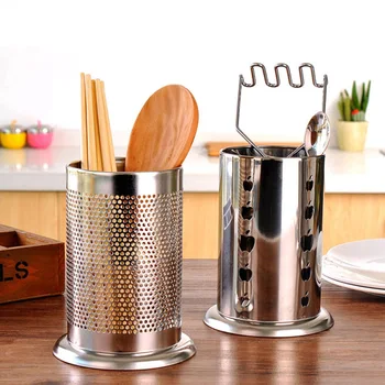 

Durable Stainless Steel Chopsticks Cylinder Tableware Storage Rack Shovel Spoon Bucket Knife Fork Storage Box Kitchen Utensils