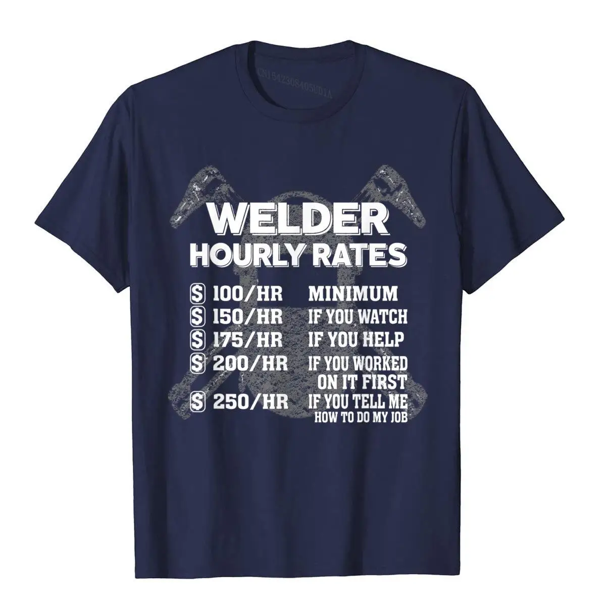 Welder Hourly Rate Funny Welding T-Shirt T-Shirt__97A97navy