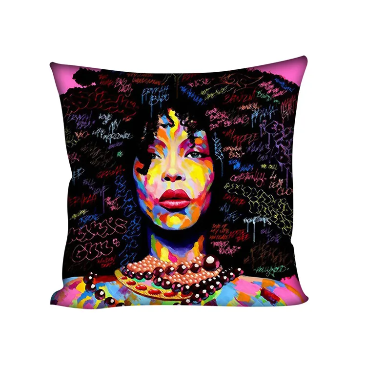 HUGSIDEA черные афро-американские наволочки с изображением девочек декоративная подушка для дома 45*45 см афро Женская Подушка Чехол для дивана автомобиля - Цвет: Z5013DG