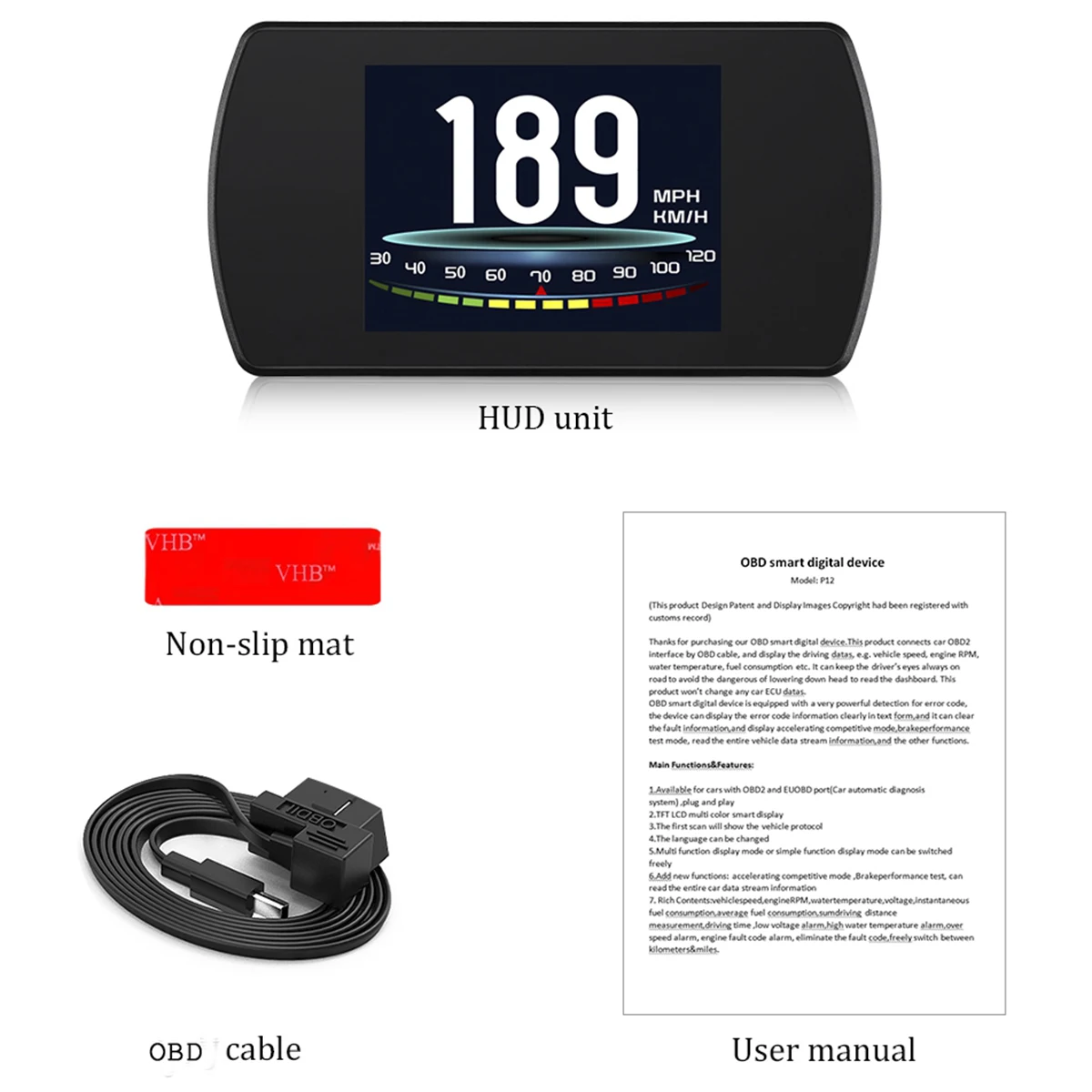 3-дюймовый HD TFT Цифровая P12 OBD2 gps HUD бортовой компьютер Скорость проектор OBD головой вверх Дисплей для автомобилей с OBD2 и euobd-портами