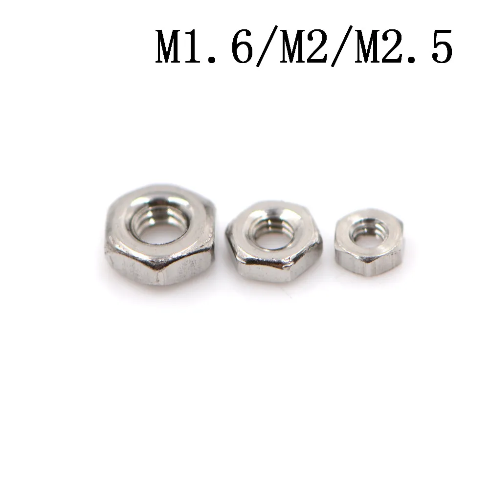 

50Pcs/10pcs M1.6,M2,M2.5 304 Stainless Steel Metric Thread Hex Nut Hexagon Nuts