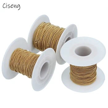 

Ciseng 10yards/roll 1.5mm 2mm 2.2mm Stainless Steel Metal Open Link Chain Gold Color Chains for DIY Jewelry Making