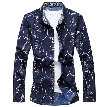 

Heren Bloemen Overhemd 20197 Lente Button Down Flower Printing Lange Mouwen Casual Shirts Plus Size Camisa Sociale Masculina