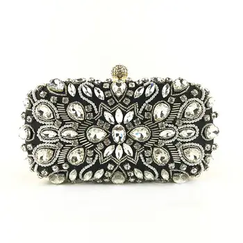 

Women's New European and American Style Simple Handmade Fashion Pearl Clutch Large Capacity Diamond-Studded Party Dinner Bag