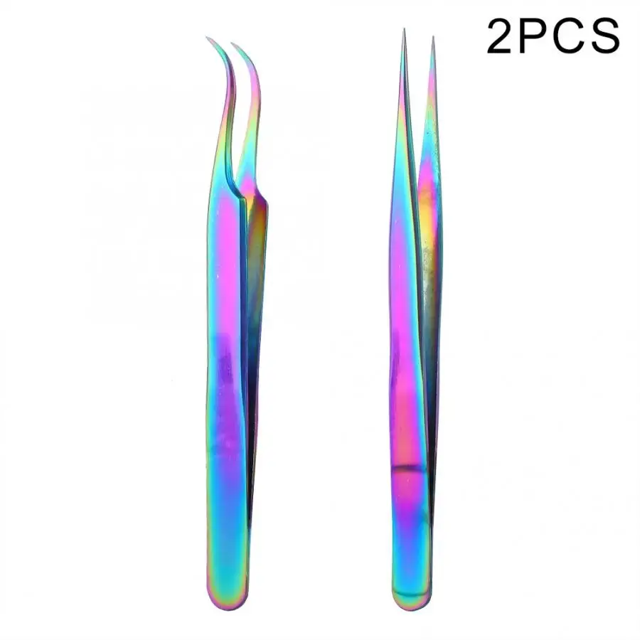 2 шт. Профессиональный Прямой изогнутый ногтевой дизайн пинцеты Маникюр аппликатор для стразов инструмент