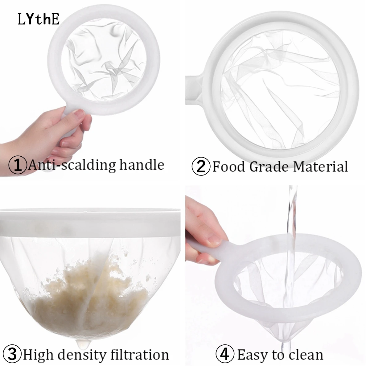 BYNYXI Filtre à Mailles en Nylon Ultra-Fin De Cuisine, Passoire à Mailles  Ultra Fines de Cuisine 15 cm de Diamètre, Filtre de Séparation pour Jus Vin