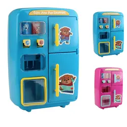 Безопасный красочный свет двухдверный холодильник Мультфильм Электрический имитация ручной торговый музыкальный набор игрушек подарки