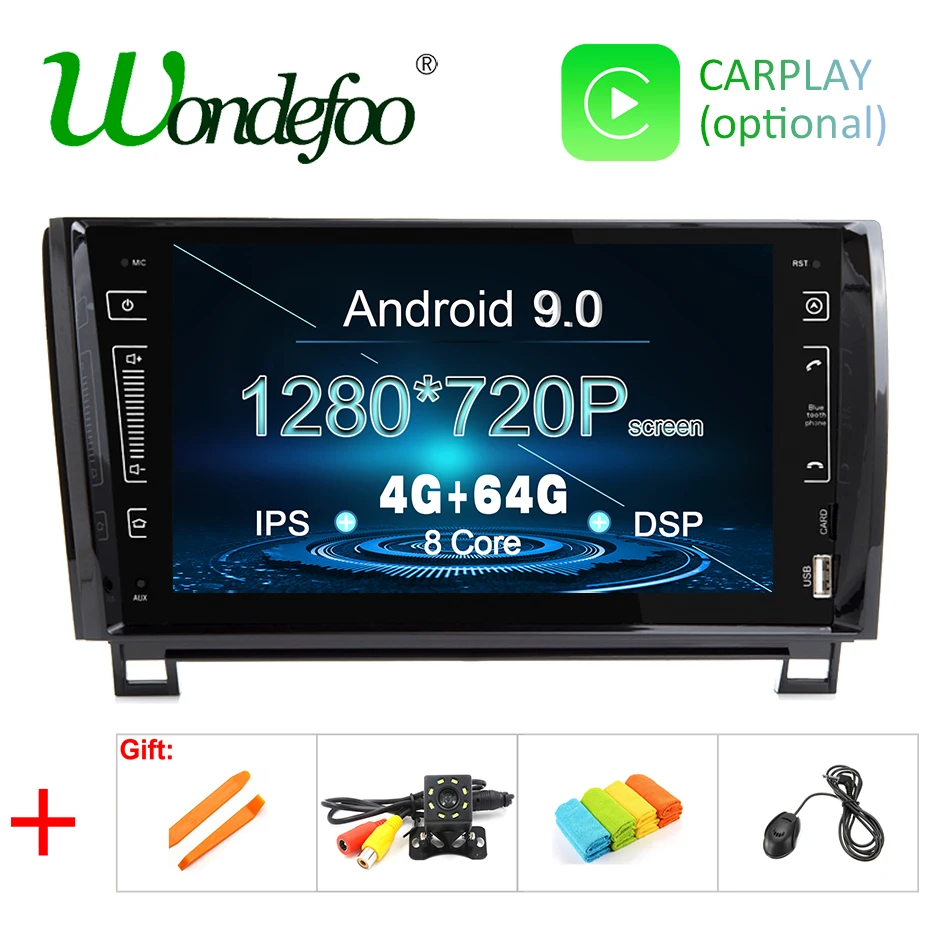 Best 9" IPS SCREEN Android 9.0 4G 64G 2 DIN CAR GPS For TOYOTA Sequoia Tundra NO DVD PLAYER radio stereo navigation receiver 0
