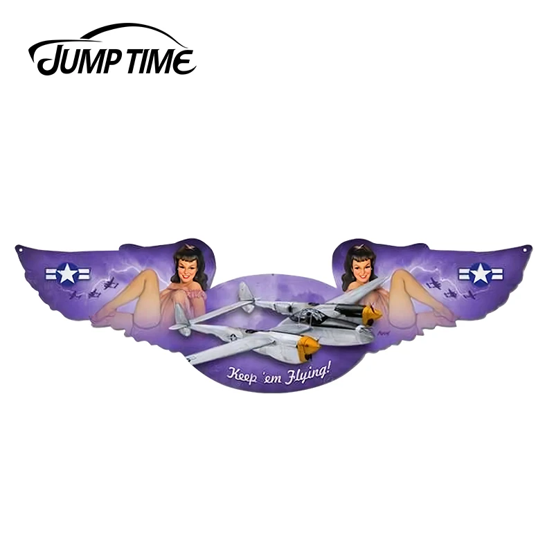 JumpTime 13 см x 3 9 Винтаж P-38 Lightning крылатые Овальный девушка Пин-Ап сексуальный Красота