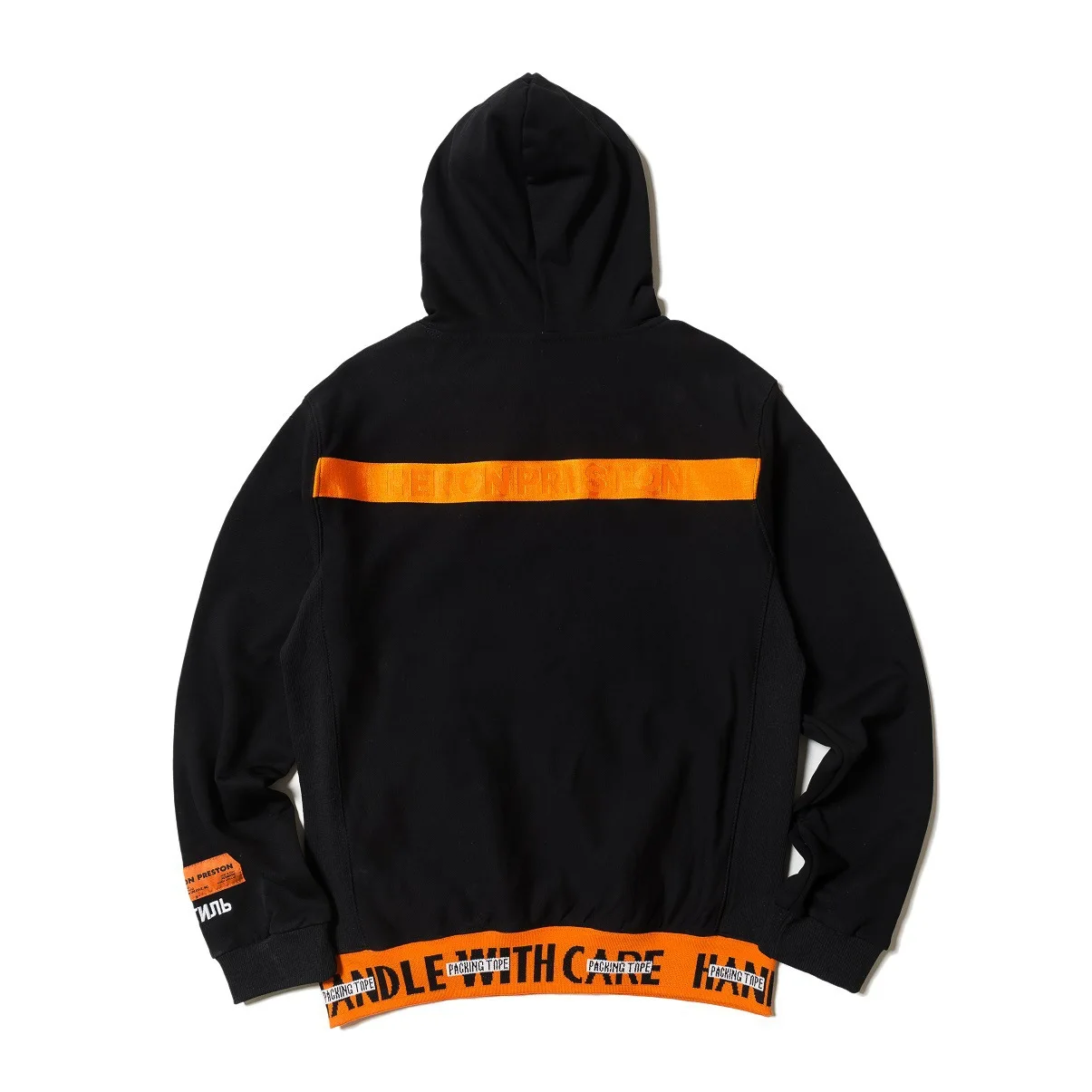 HP Black Orange High Quality Terry Lettered Joint Hem Hoodie Men And Women Couples Loose-Fit Celebrity Style Hoodie